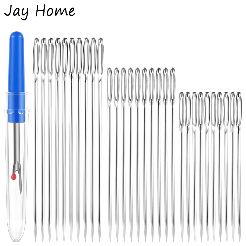 

30Pcs Large Eye Stitching Needles with Sewing Seam Ripper 3 Sizes Big Eye Hand Sewing Needles for DIY Embroidery Needlework Tool