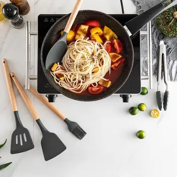 

Silicone 12pcs Kitchenware Cooking Utensils Good Toughness High Temperature Resistance Non-stick Kitchen with Storage Box