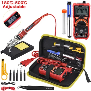 

JCD Soldering iron kits 80W 220V Adjustable Temperature Digital Multimeter Auto RangingLCD solder iron tips welding rework tools