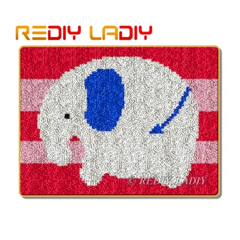 

Latch Hook Rug Kit Crocheting Carpet Rug Cartoon Elephant Acrylic Yarn Printed Canvas Cushion Mat Crochet Tapestry Hobby & Craft