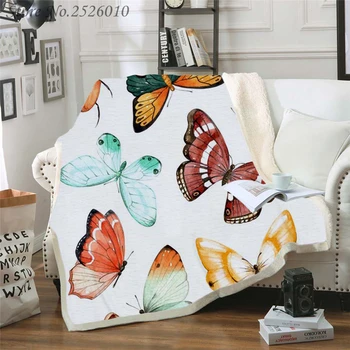 

Throw Blanket Butterfly 3D Velvet Plush Blanket Bedspread for Kids Girls Sherpa Blanket Couch Quilt Cover Travel 03