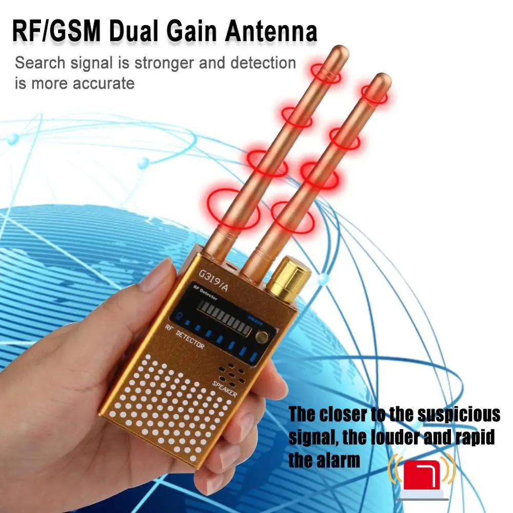 Dual Antenna RF Signal Anti Spy Hidden Camera Anti Candid Camera Detector Eavesdropping Pinhole Audio Bug GPS GSM Device Finder
