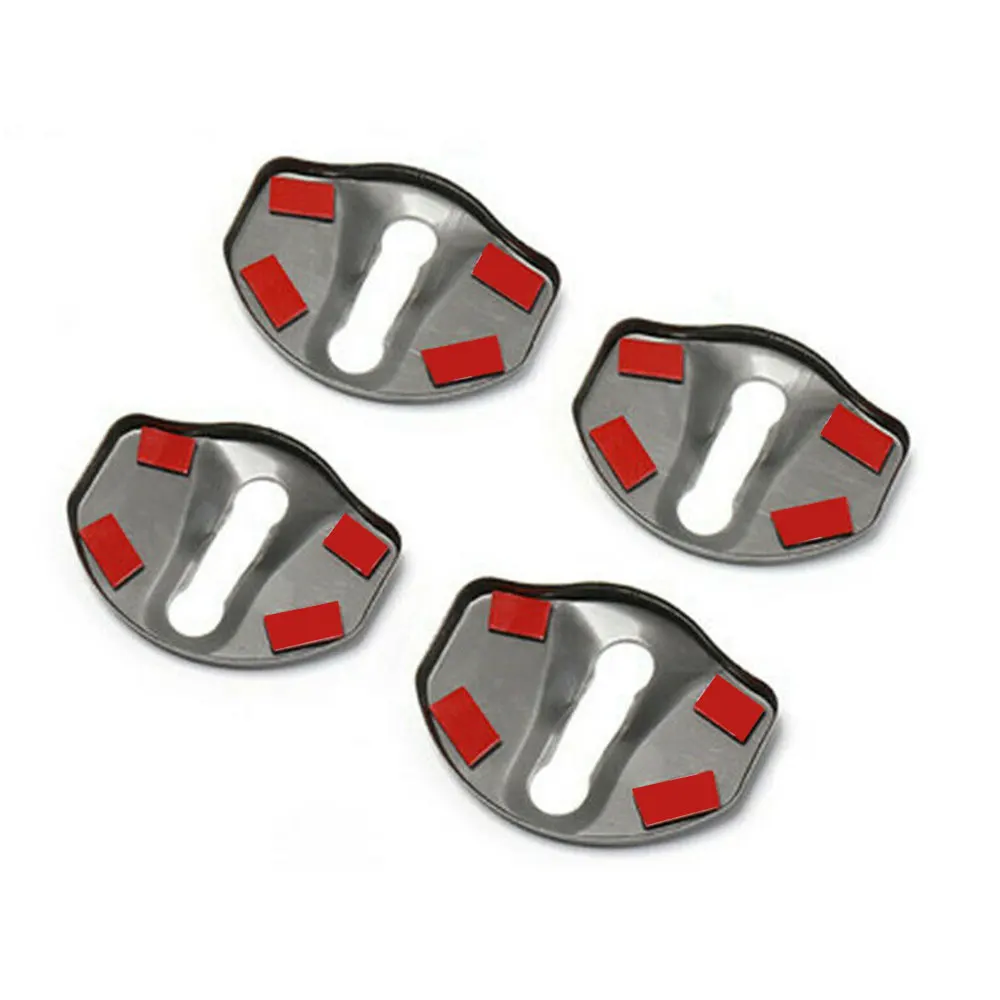 Car Door Lock Car Lock Cover Durable Metal Car Door Mouldings Decor Carbon Fiber Style 4pcs Black Door Button Cover