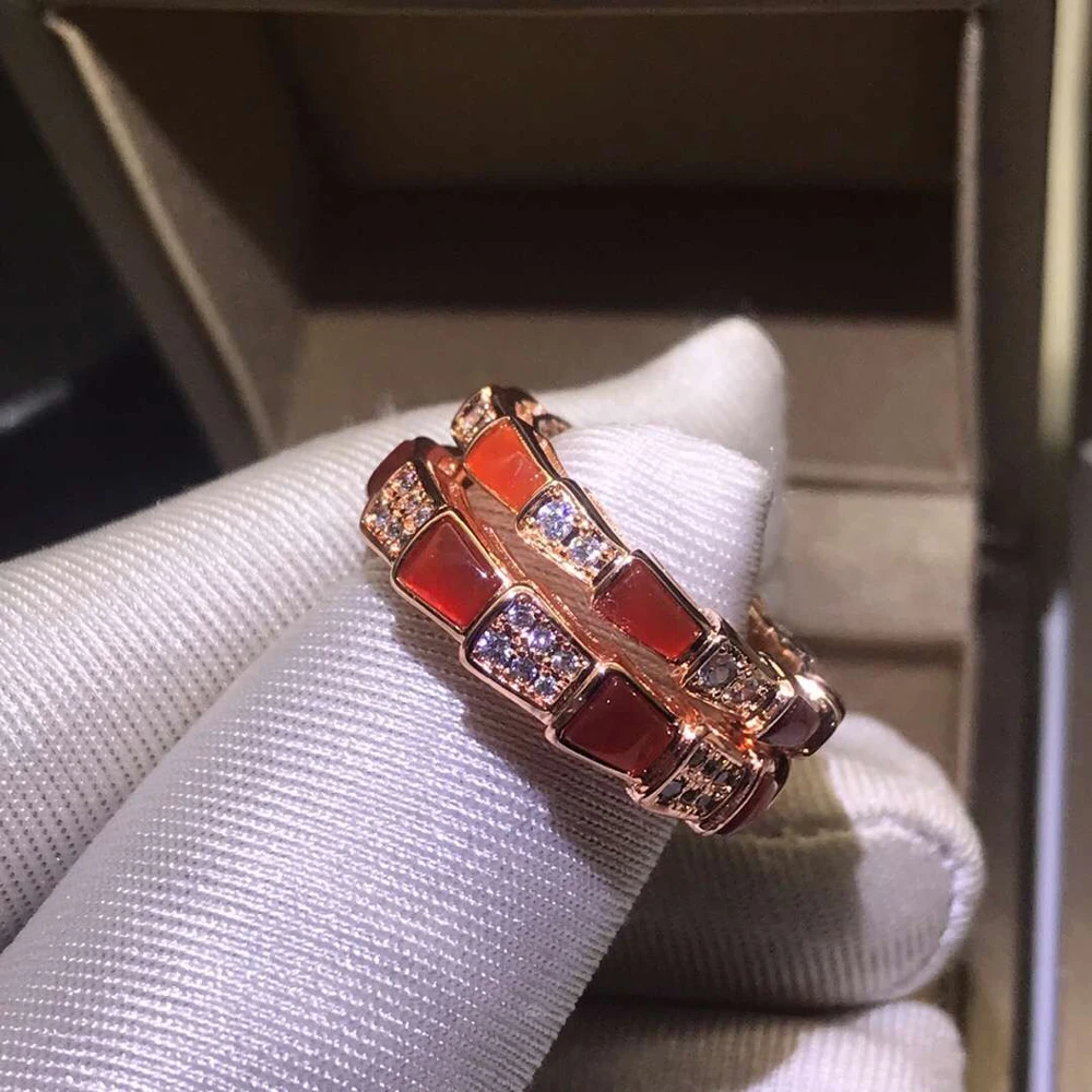 cheny fit bulgaria rings s925 sterling silver with crystal agate snake shape famous design 1:1 Cocktail Brand fashion Ring women
