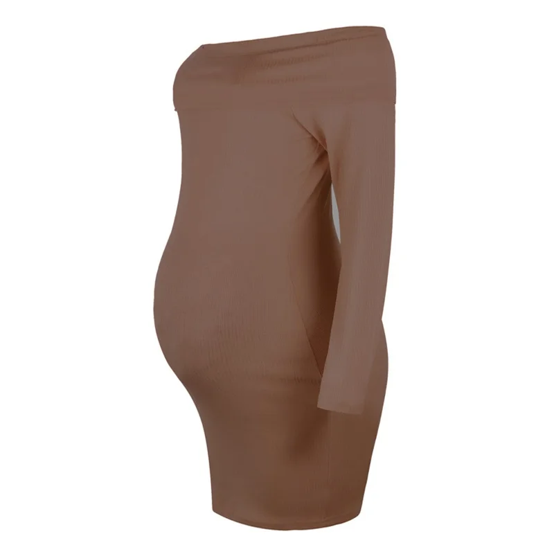 A new solid color shoulder dress for pregnant women Pregnant dresses vestidos para embarazada 2019 plus size maternity dresses