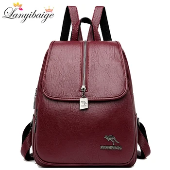 

2020 New Women Backpack High Quality Leather Travel Backpack School Bags for Girls mochila Lady Shoulder Bag Sac A Dos Female