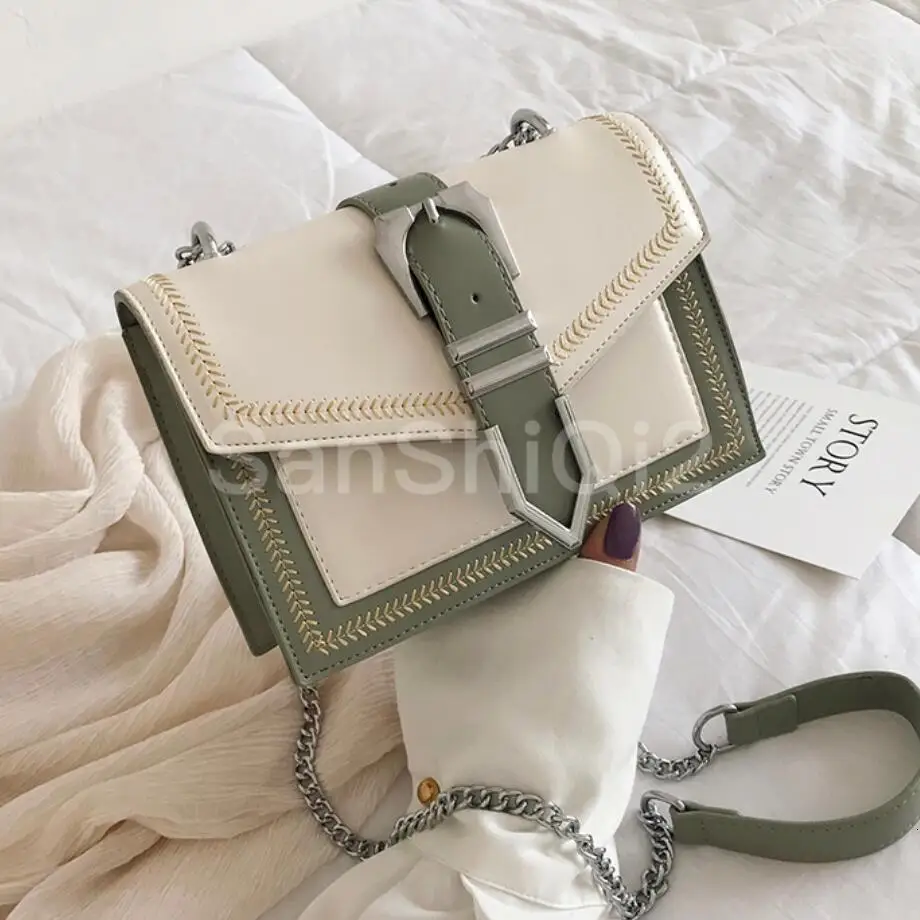 

Leather color Contrast Crossbody Bags For Women 2019 Travel Handbag Fashion Simple Shoulder Messenger Bag Ladies Cross Body Bag