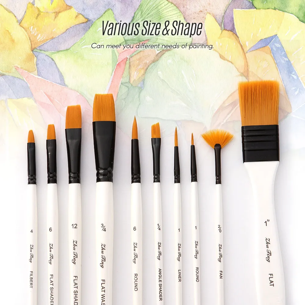 

10pcs Paint Brushes Set Kit Artist Paintbrush Multiple Mediums Brushes with Carry Bag Nylon Hair for Artist Aquarelle Watercolor