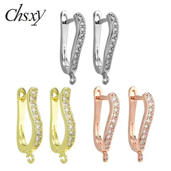 

CHSXY Micro Paved CZ Zircon French Lever Earrings Hooks Settings Base Hoops Earrings Jewelry Findings Handicraft Making Supplies