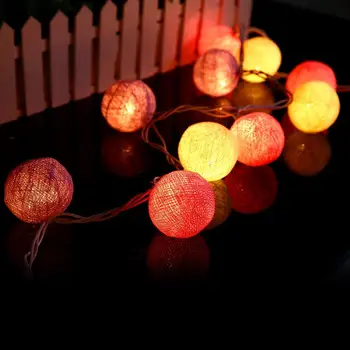 

Light Cotton Ball Lights LED String Light Wedding Decors Tree Party Pink+Blue+Yellow