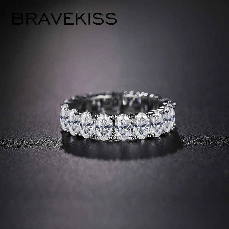 Bravekiss серебряные кольца вечность Bague для женщин Роскошные обручальные кольца кольцо с кубическим цирконием подарки модные ювелирные изделия UR0580A