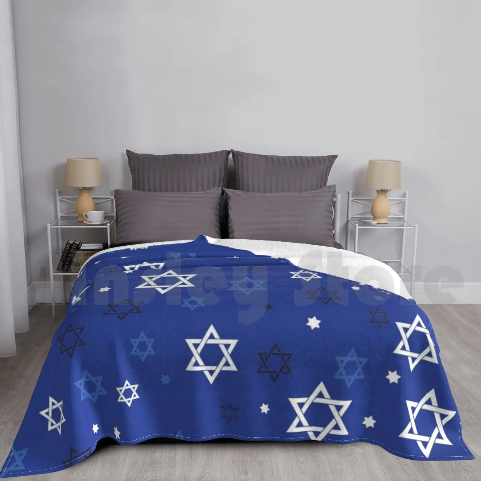 Hanukkah Coperta Per Divano Letto Viaggio Chanukah Hanukkah Blu Ebraico Natale Menorah Dreidel Felice Hanukkah Ebreo