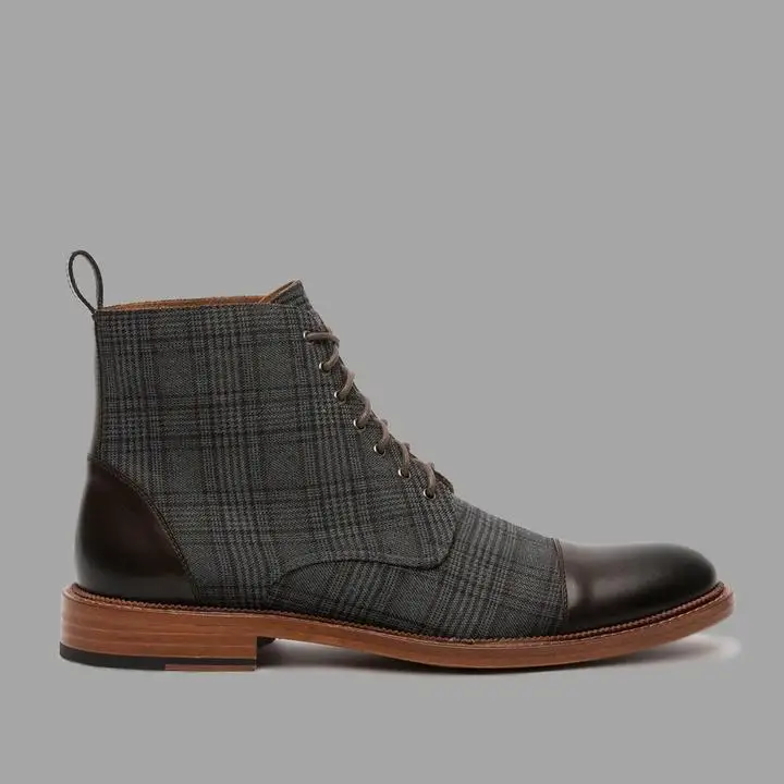british plaid casual martin boots