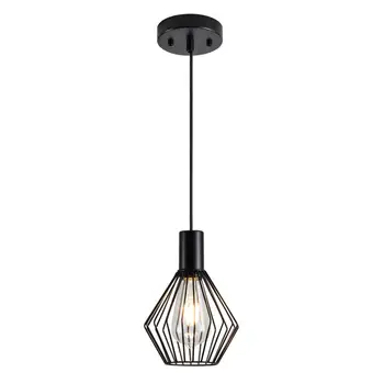 

LBTSMUK Black Metal Pendant Lighting, Wire Cage Pendant Light with Black Metal Cage Shape, Industrial Ceiling Hanging Lighting