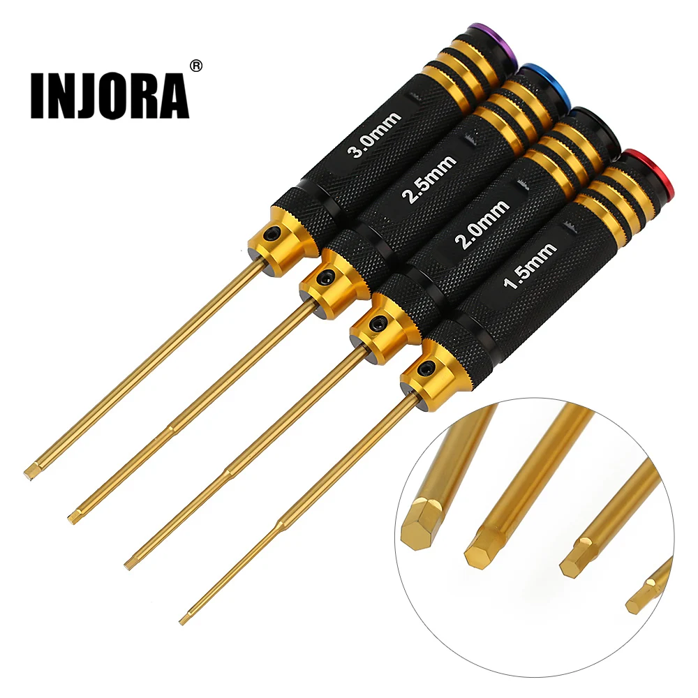 INJORA Metal 1.5/2/2.5/3mm Hexagon Screwdriver Screw Driver Tool Kit for Axial SCX10 Traxxas TRX-4 Tamiya RC Car Parts | Игрушки и хобби