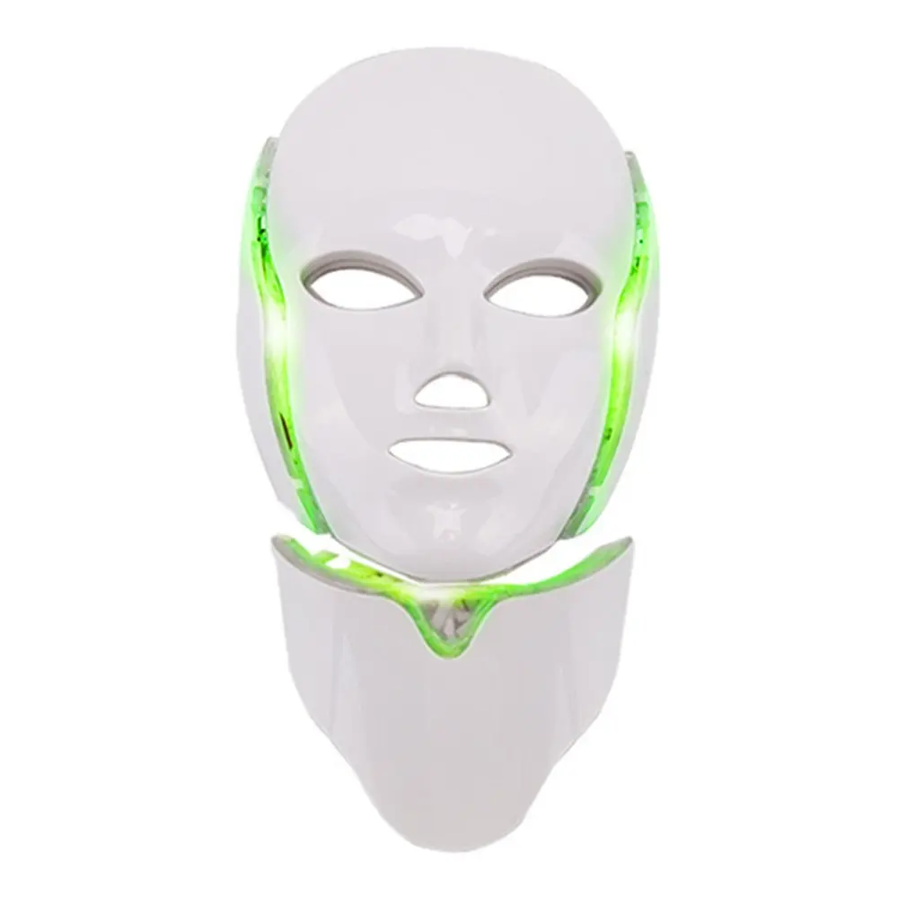 Светодиодный спектрометр, 7 цветов, маска для лица, светодиодный светильник, маска для лечения акне и шеи, Корейская маска для ухода за кожей, OPP пакет