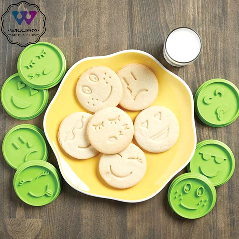 New 7pcs/set Smiley Biscuit Mold DIY Emoji Cookie Cutters Smile Face Pastry Mould Parent-child biscuit moulds Baking Tool