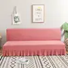 Solid Color Series Sofa Cover With Skirt Edge For Folding Sofa Cover Without Armrest All-inclusive Elastic Slipcover Protector 2