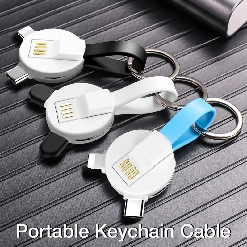 

Lightning Keychain Charger Portable Charging Cable Lightning Micro USB Type C Cable Cord Fast Charging for Apple Android