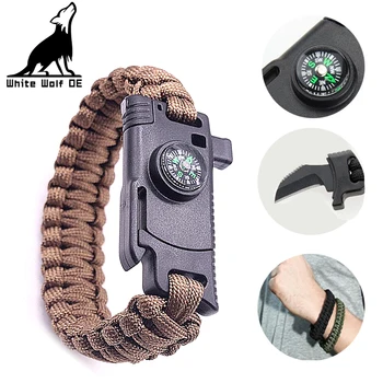 

Black multifunctional folding knife outdoor climbing military tactical camping rescue emergency rope bracelet knife
