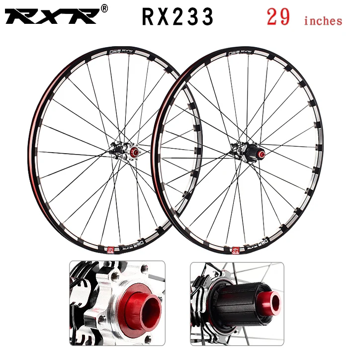 RXR колеса для горного велосипеда, внедорожные, MTB, углеродные, 26 27,5, 29 дюймов, RX233, дисковый тормоз, 5 подшипников, 7-11 S, через ось/QR, колеса для велосипеда - Цвет: 29 black 100x142mm