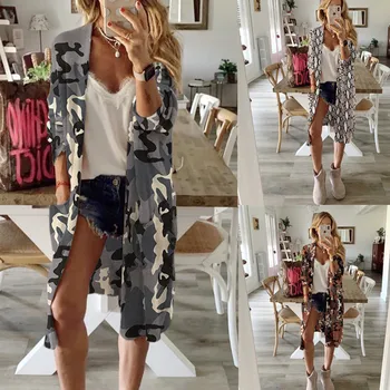 

S-5XL Plus Size Women Long Tops Beach Style Summer Spring New Loose Thin Blouses Double Pocket Medium Length Cardigan Shirts
