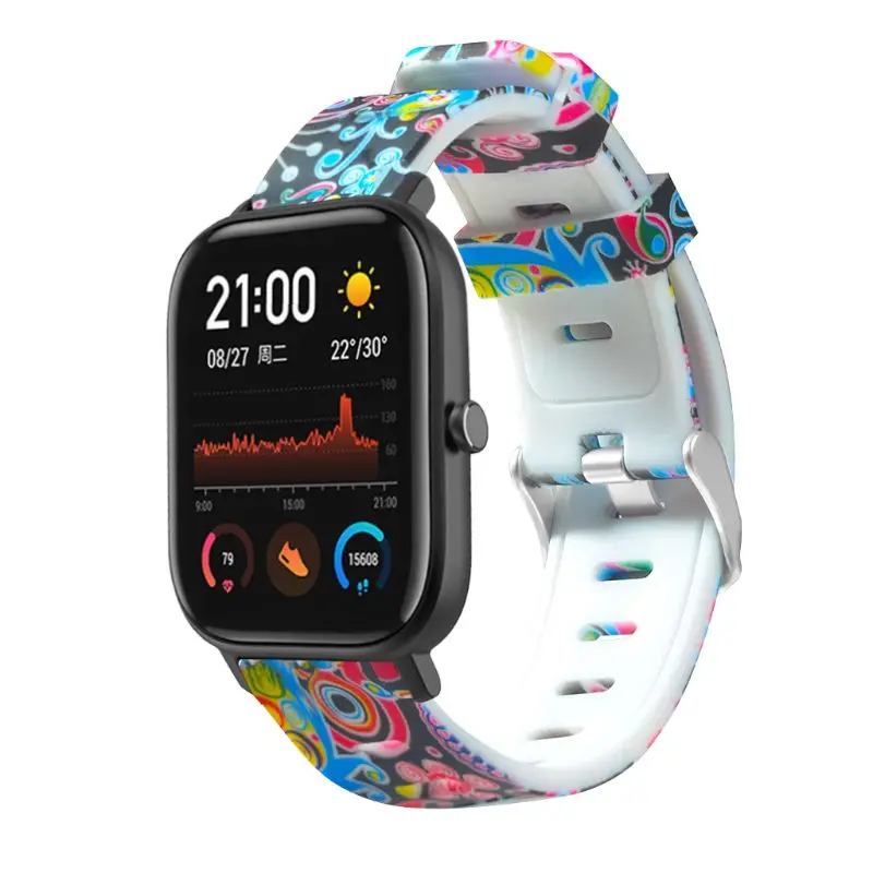 

Colorful Printed Silicone Wristband Watch Strap for Huami Amazfit GTS/GTR 42MM