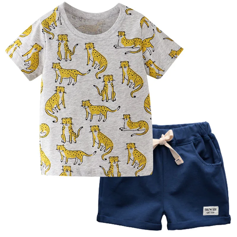 

KISBINI 2020 Summer Baby Boys Kids Clothing Sets 2pcs Cartoon Animal T-shirt+Shorts Toddler Cotton Children Clothes Set