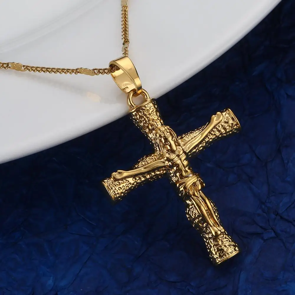 Золотой цвет крест кулон ожерелье inri jesus распятие христианство трендовые цепи