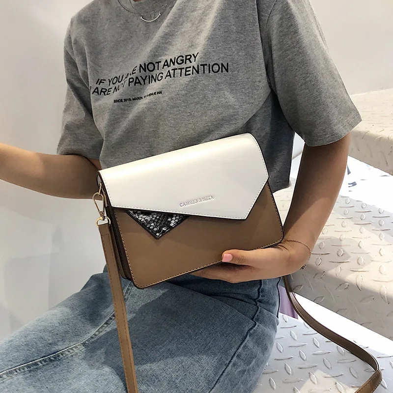 

Irregular Colour Colouring 2019 New Snake Skin Single Shoulder Square Bag Simple Korean Version Baitao Slant Bag