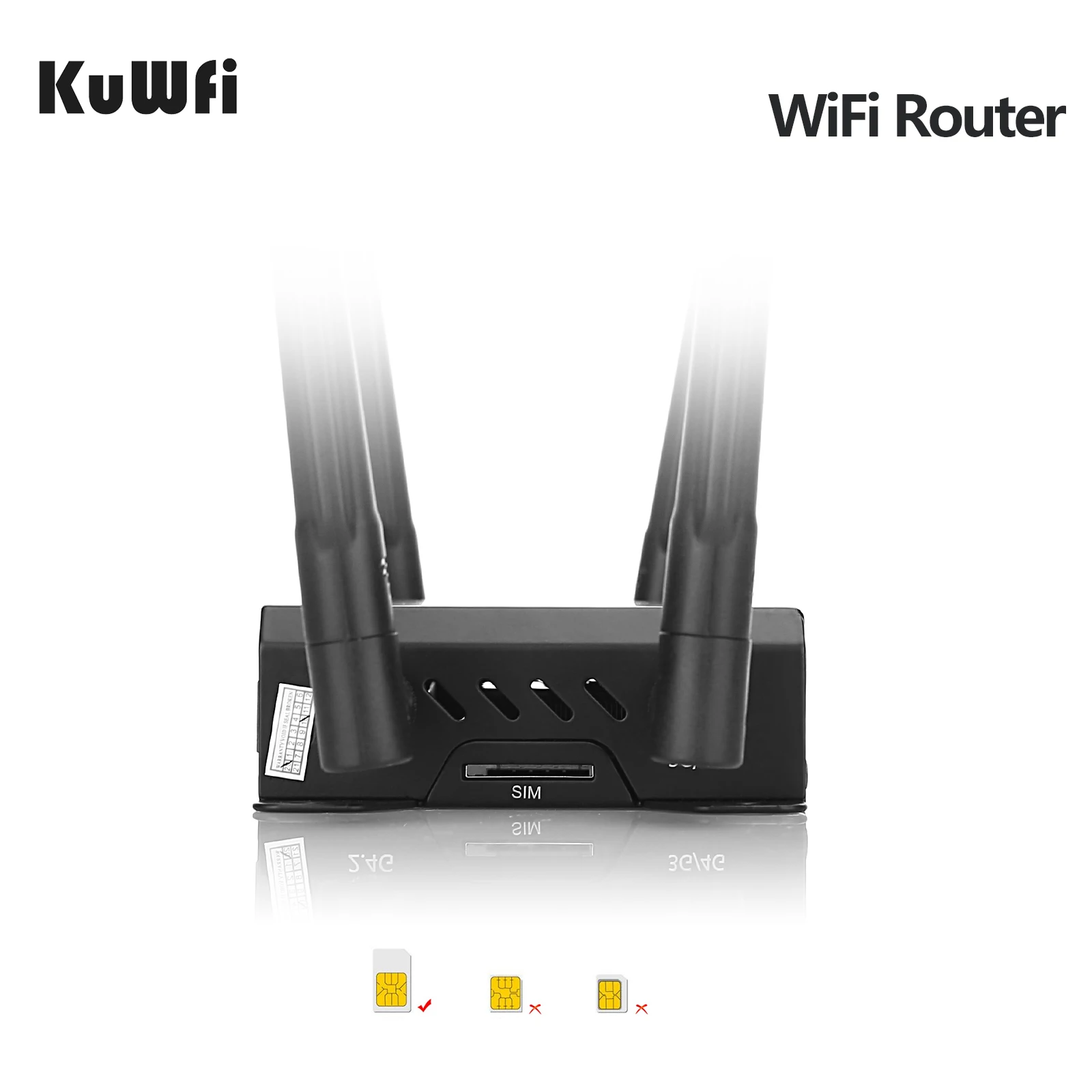 KuWfi WE826 4G WiFi Router CAT4 150Mbps LTE CPE Wireless Car Wifi Router Repeater Strong Wifi Signal With APN &4*5dbi Antenna