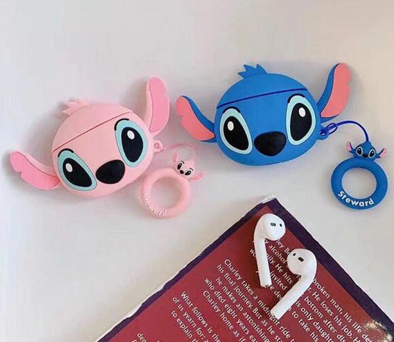 Мягкий силиконовый чехол-гарнитура Alien stitch для AirPods 1/2, чехол для зарядки наушников с крючком