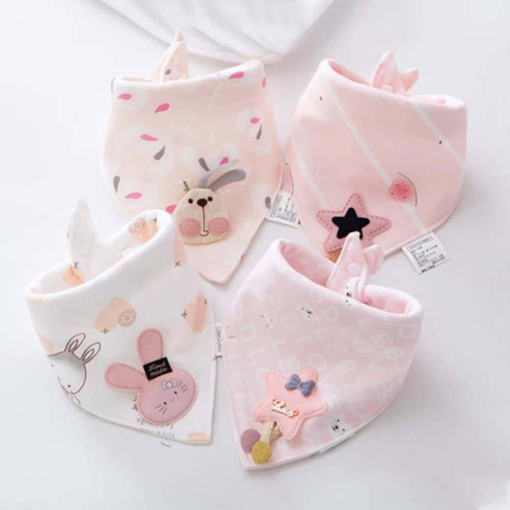 4Pcs/Lot Baby Bandana Drool Bibs 100% Cotton Bibs for Boys & Girls Super Soft Absorbent Feeding Bibs Newborn Items 4