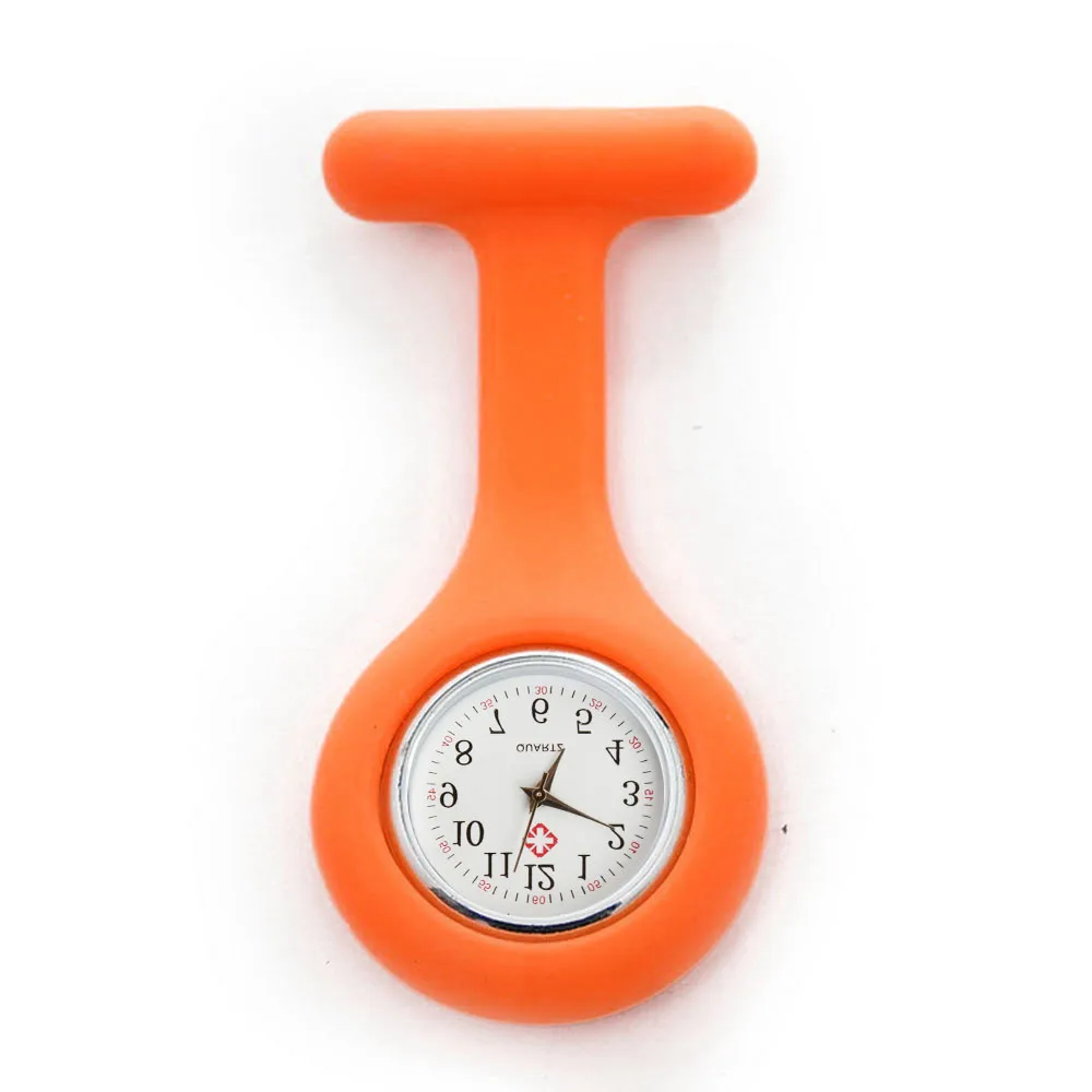 30 # Enfermera bolsillo de moda relojes de silicona Enfermera trabajo reloj broche túnica Fob reloj con batería libre de bolsillo reloj