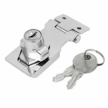 

Drawer Case Box Metal Keyed Hasp Lock Latch Silver Tone 64mm Length