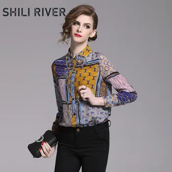 

2020 new spring autumn fashion fall tops for women long sleeve blouse loose casual print flower floral plaid elegant retro shirt