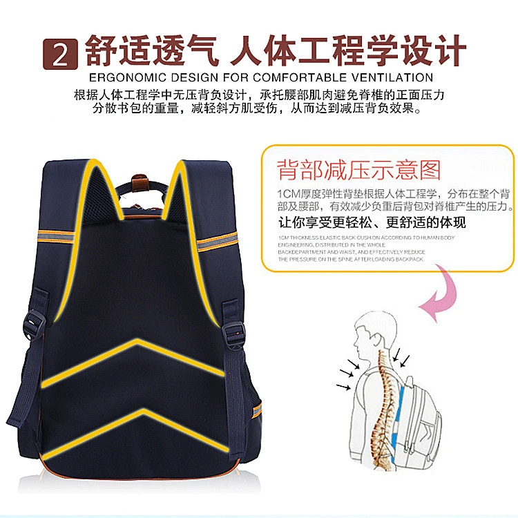 

Schoolbag for Elementary School Students Backpack BOY'S And GIRL'S Burden Relieving Spine-Backpack 1-3-6 Grade 6-12 a Year of Ag