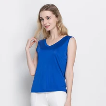 Летний Шелковый топ без рукавов, черный, розовый, белый, женские майки, натуральный шелк, однотонный базовый жилет с v-образным вырезом