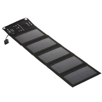 

10W/5V Portable Solar Charger With USB Port Foldable 5 Solar Panel Camping Hiking Travel Compact Solar Power Phone Charger
