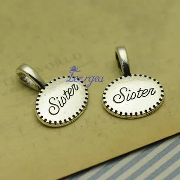 

20pcs/lot--20x16mm, Antique silver plated sister Charms ,DIY supplies, Jewelry accessories