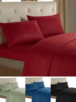 

Luxurious Stripe Bedding Set Queen King Bed Linens Mattress Protector Cover Bed Cover Bed Sheet With Elastic Home Linens Set