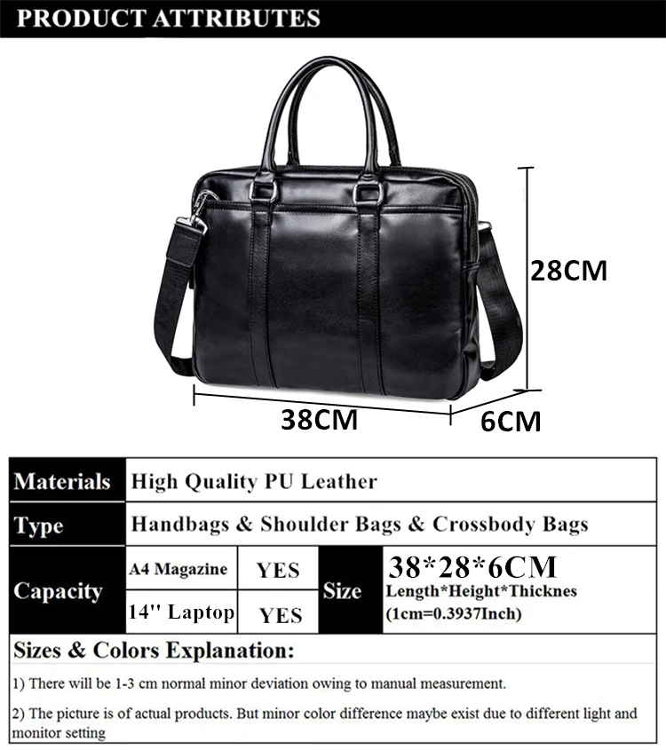 YICIYA простой мужской портфель 14 дюймов сумки для ноутбука Высокое качество PU кожа Офисные Сумки На Плечо деловые компьютерные сумки