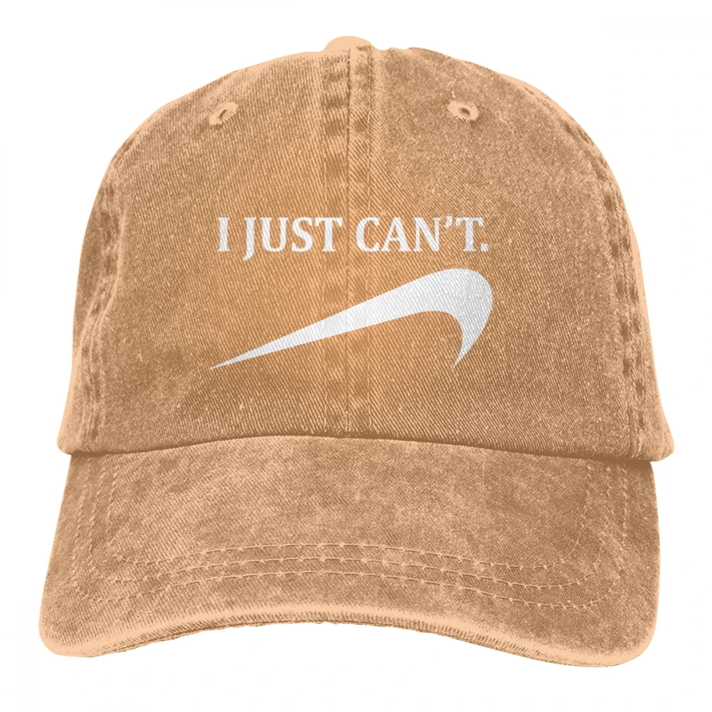 Я просто не могу Casquette черный унисекс Мужские Женские джинсовые бейсболка с ремешком кепки Регулируемый Гольф папа шляпа - Цвет: Хаки
