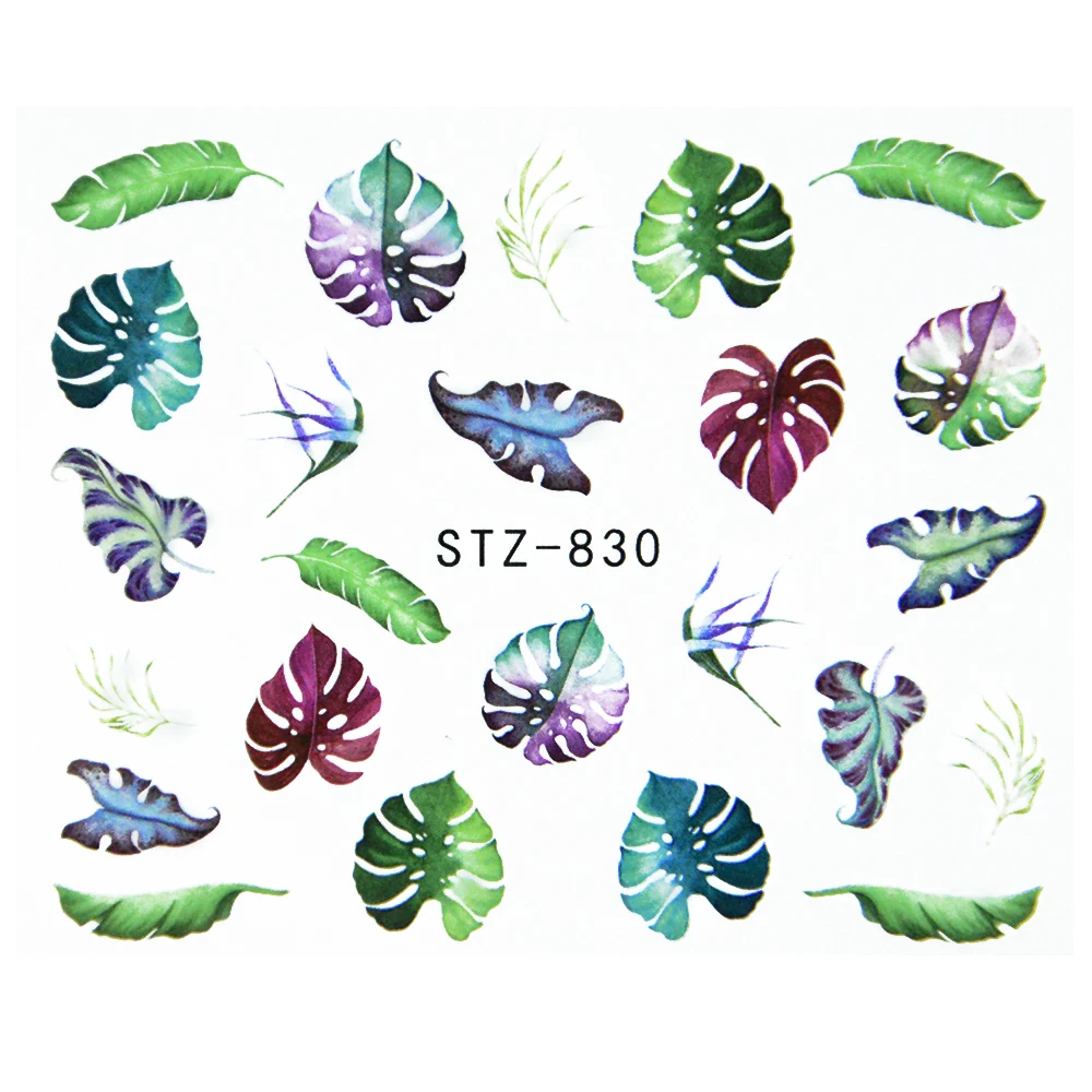 Nail Stickers Sliders For Nails For Manicure Decor Nails Set Nail Design Sliders Flower Leaf Tree Green Nail Art Watermark Decal