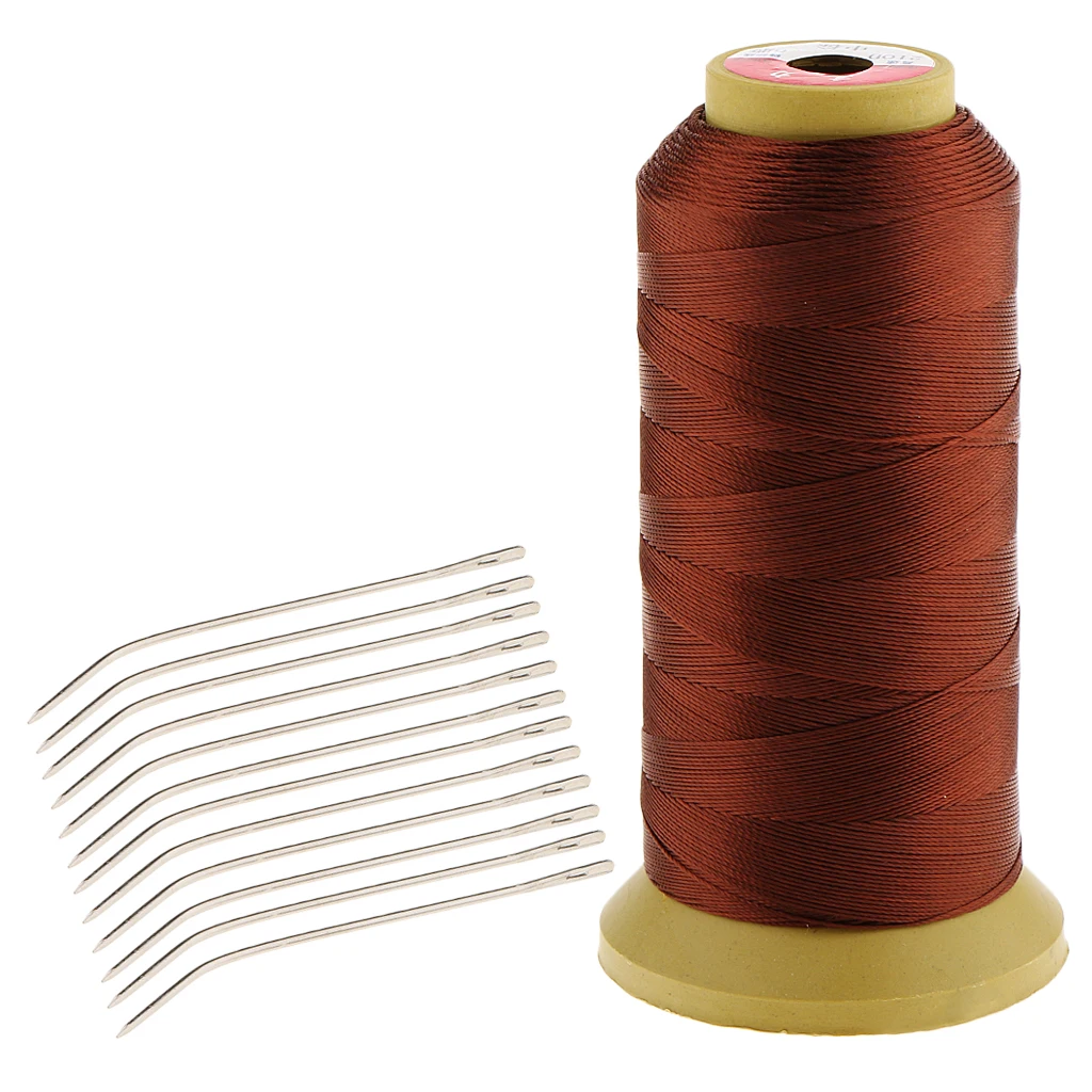 1000m Hair Sewing Braiding Weft Weaving Thread String Cord with Lots 12 Pieces Braid Threader Hook