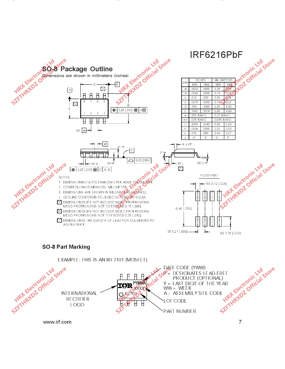 IRF6216TRPBF SOP8 F6216 лапками углублением SOP-8 IRF6216 IRF6216PBF MOSFET MOSFT PCh-150 V 2.2A 4000 шт./катушка(10 шт