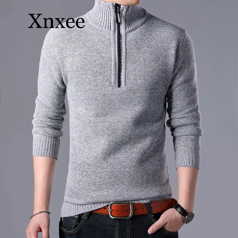 

Winter Sweater Men Zipper Pullovers Coat Casual Stand Collar Cashmere Sweatercoat Male Slim Fit Knitted Sweater Pullover Jackets