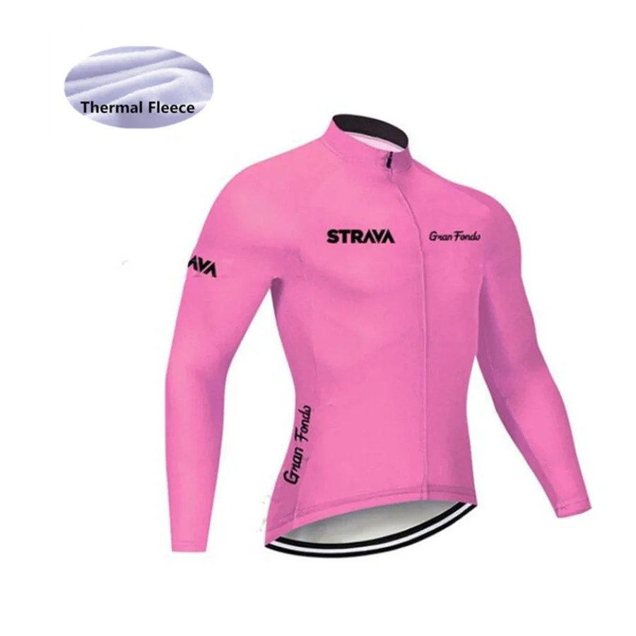 Осень/Зима термо флис для мужчин Велоспорт Джерси с длинным рукавом Por Team STRAVA MTB Ropa maillot велосипедный велосипед одежда