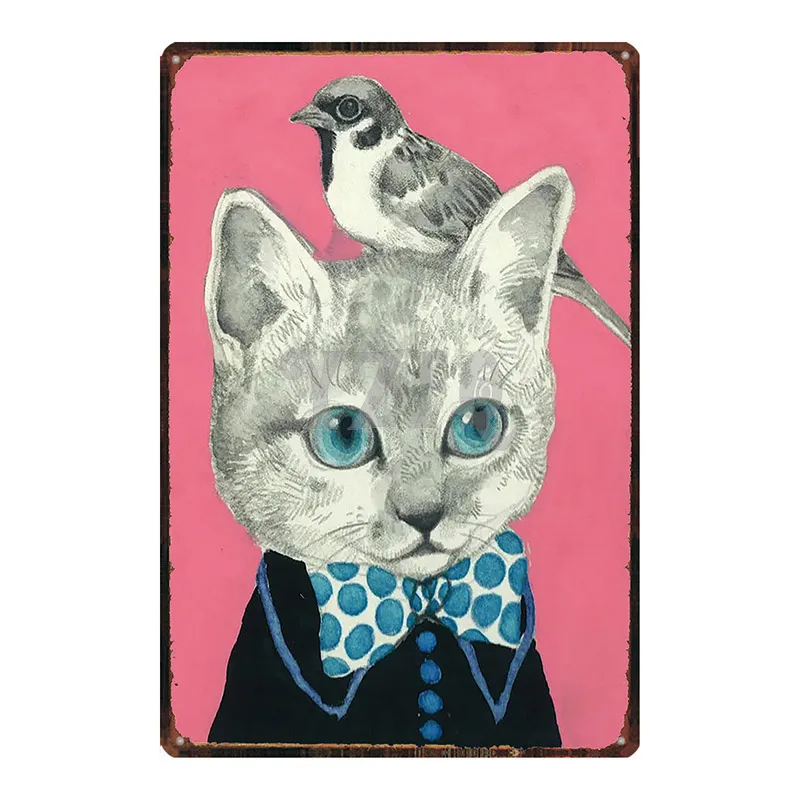 Японская кошачья дощечка с надписью металлическая пластина с винтажным рисунком для настенного плаката Бар Искусство домашний декор куадро DU-2872A - Цвет: DU2889