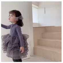 Детское хлопковое многослойное платье с длинными рукавами; коллекция года; сезон весна-осень; новое платье принцессы с вышивкой для девочек; детское платье на день рождения